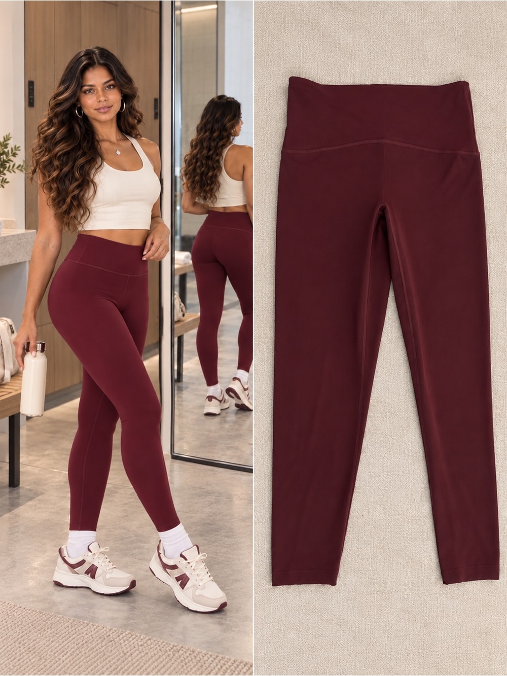 Spanx Booty Boost Full Length Active Leggings Monarch Maroon XL 50124R